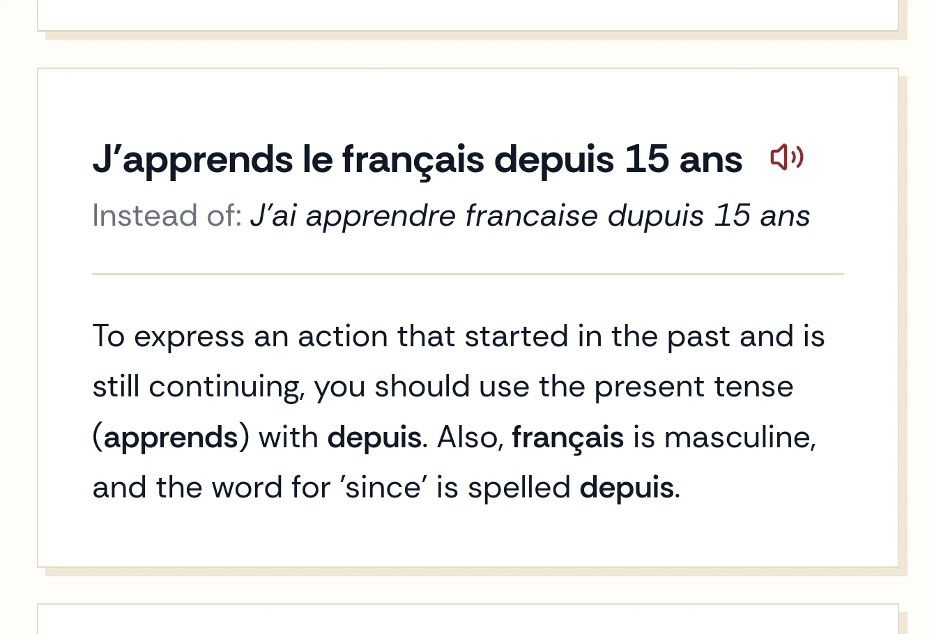 Corrections to your French, turned into exercises